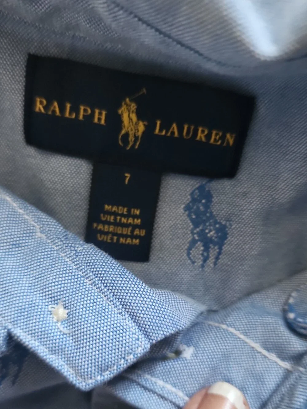 Ralph LAUREN Blue Embroidered Button-Down Kids Shirt